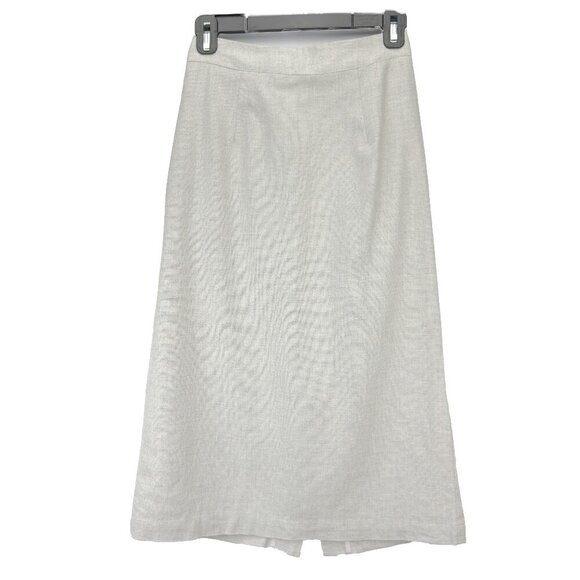 FRANK & OAK Cotton Linen Midi Office Minimalist Academia Pale Gray Skirt s XS - Picture 4 of 9